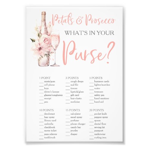 Petals  Prosecco Whats in Your Purse Photo Print