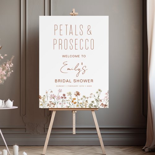 Petals Prosecco Wildflower Bridal Shower Welcome Foam Board