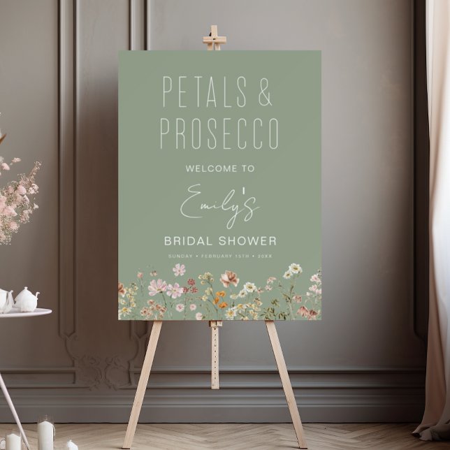 Petals Prosecco Wildflower Bridal Shower Welcome Foam Board (Creator Uploaded)