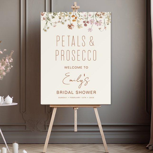 Petals Prosecco Wildflower Bridal Shower Welcome Foam Board (Creator Uploaded)
