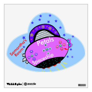 Petals Spaceship Smiling Pink Purple UFO CUSTOMIZE Wall Sticker
