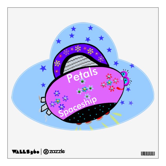 Petals Spaceship Smiling Pink Purple UFO Decal (Front)