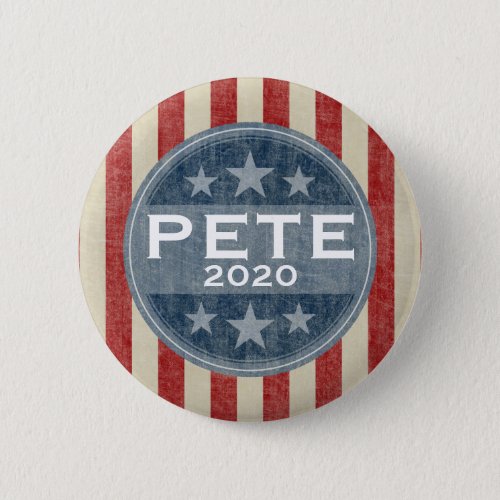 Pete Can Change Year _ vintage stars and stripes Button