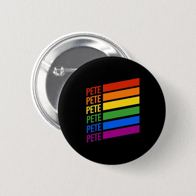 Pete LGBT Rainbow Button (Front & Back)