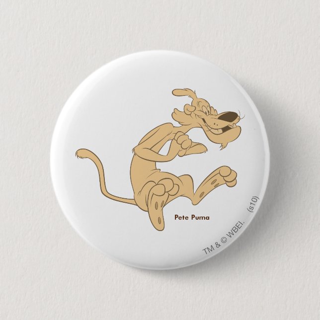 Pete Puma Excited Pinback Button (Front)