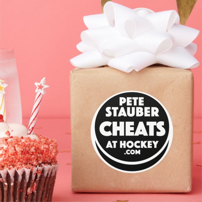 Pete Stauber Cheats At Hockey .com Stickers (Party)