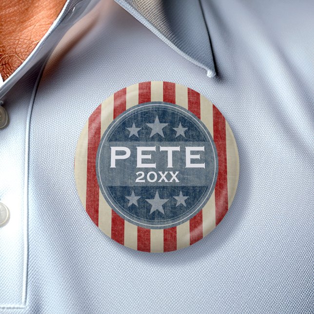 Pete - vintage stars and stripes button (Pete Button - Great Campaign and Rally button for the Next Election)