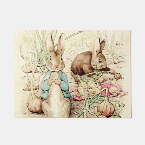 Peter and Benjamin Gather Onions by Beatrix Potter Doormat