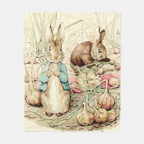 Peter and Benjamin Gather Onions by Beatrix Potter Fleece Blanket