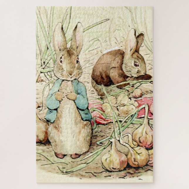 Peter and Benjamin Gather Onions by Beatrix Potter Jigsaw Puzzle (Vertical)