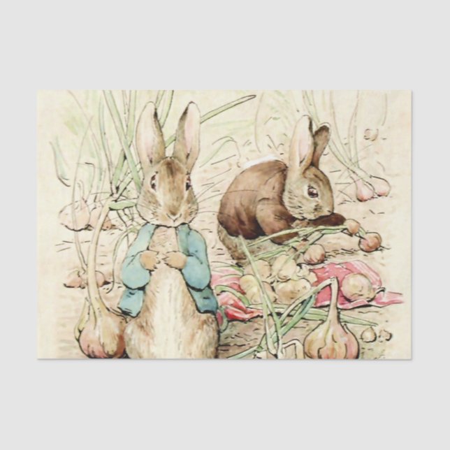 Peter and Benjamin Gather Onions by Beatrix Potter Tissue Paper (Front)