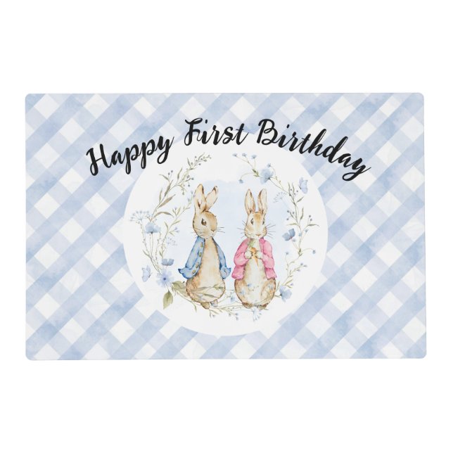 Peter and Flopsy Rabbit Siblings Birthday Placemat (Front)