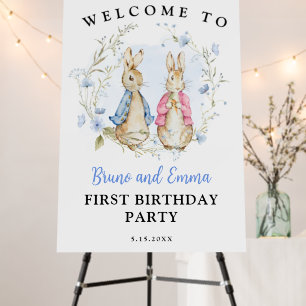 Peter and Flopsy Rabbit Welcome Sign Foam Board