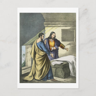 Peter and John at the Sepulchre, from a bible prin Postcard