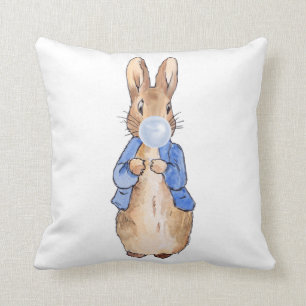 Peter Blowing a Blue Bubble gum Throw Pillow