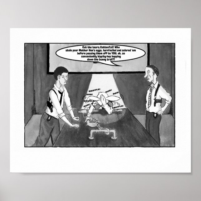 Peter Cotton Tail In Hand-Cuffs, gray scale 8"x10" Poster (Front)