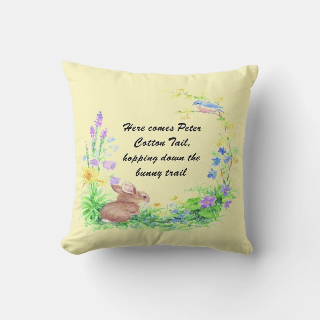Peter Cotton Tail Throw Pillow (Front)