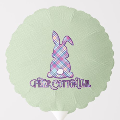 Peter Cottontail Purple Plaid Easter Bunny Balloon