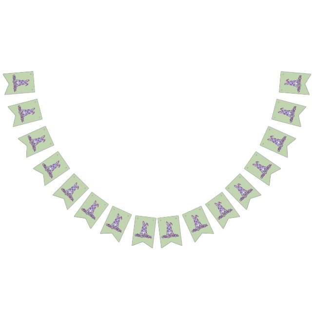 Peter Cottontail Purple Plaid Easter Bunny Bunting Flags (All)