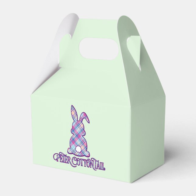 Peter Cottontail Purple Plaid Easter Bunny Favor Boxes (Front Side)