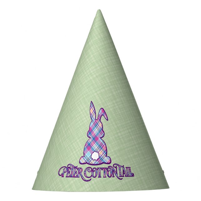 Peter Cottontail Purple Plaid Easter Bunny Party Hat (Front)