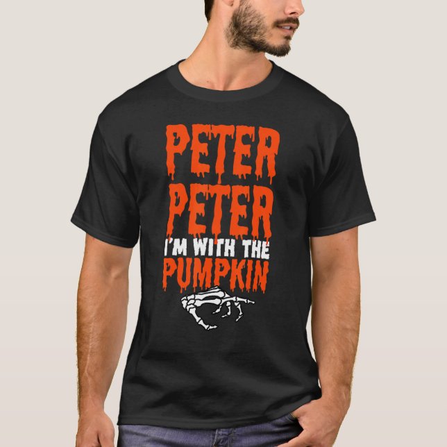 Peter I'm with the Pumpkin Halloween Costume Coupl T-Shirt (Front)