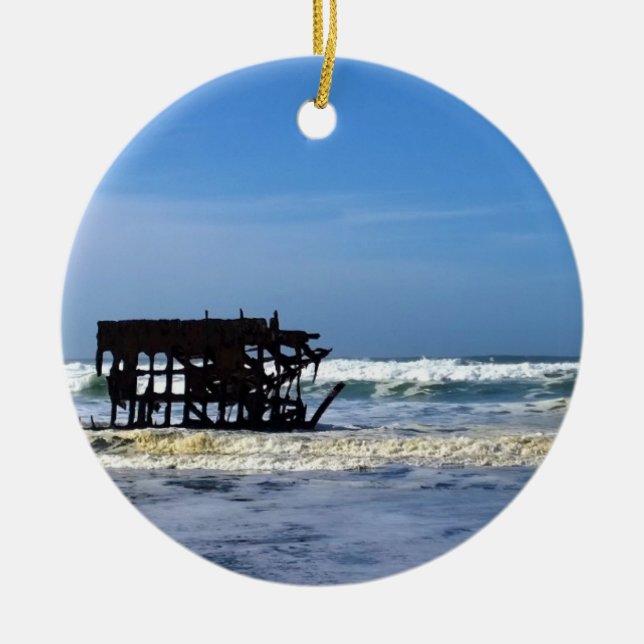 Peter Iredale Shipwreck, Oregon Coast Ceramic Ornament (Front)