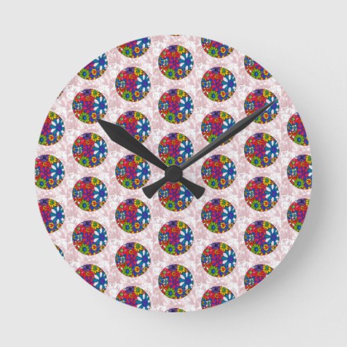 Peter Max colorful watercolor Daisy floral ball Round Clock