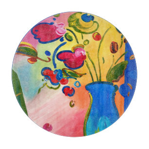 Peter Max Flowers Inspired Round Cutting Board