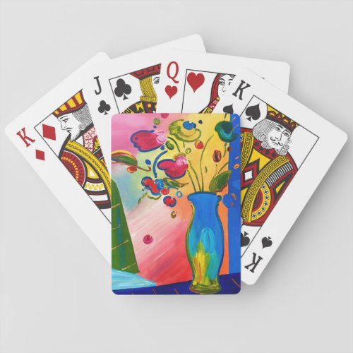 Peter Max Inspired Flowers Bicycle Playing Cards