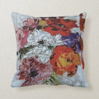 Peter Max style colorful watercolor flowers Throw Pillow