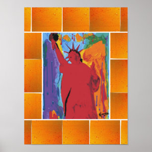 Peter Max style original signed acrylic painting Poster