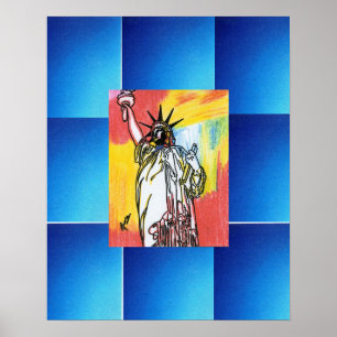 Peter Max style original signed acrylic painting Poster