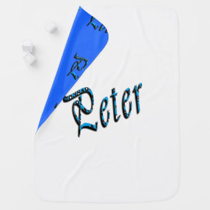 Peter, Name, Logo,Reversible Baby Blanket. Receiving Blanket