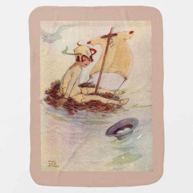 Peter Pan Baby Blanket Blush Background (Front)