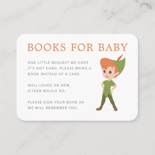 Peter Pan Baby Shower Books for Baby Insert Card