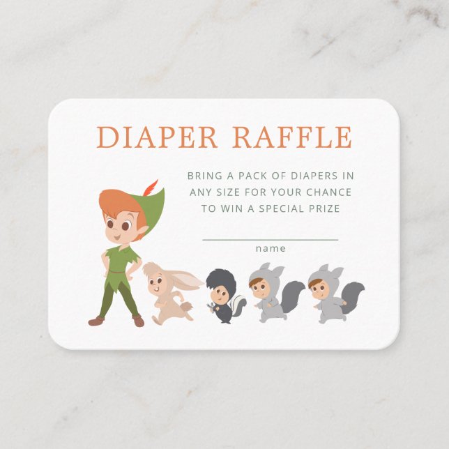 Peter Pan Baby Shower Diaper Raffle Insert Card (Front)