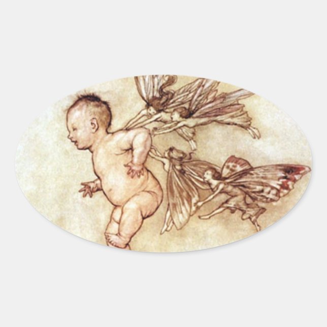 Peter Pan Flying Baby with Fairies Sticker (Front)