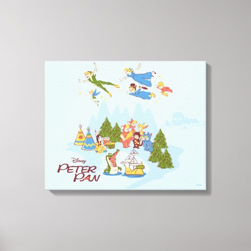 Peter Pan Flying over Neverland Canvas Print