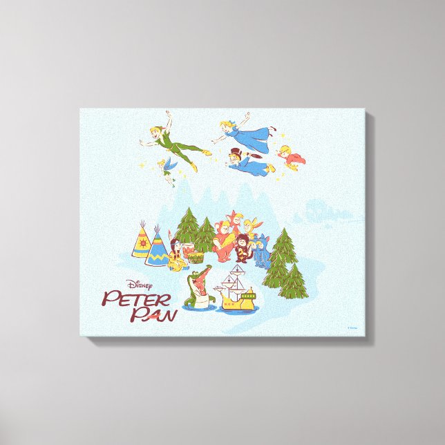Peter Pan Flying over Neverland Canvas Print (Front)