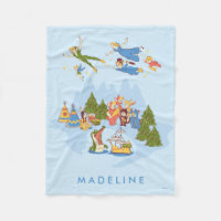 Peter Pan Flying over Neverland Fleece Blanket