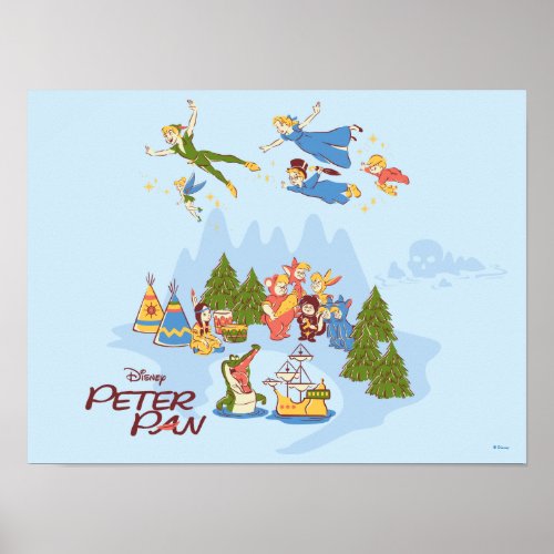 Peter Pan Flying over Neverland Poster