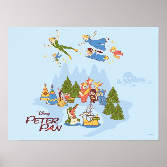 Peter Pan Flying over Neverland Poster (Front)