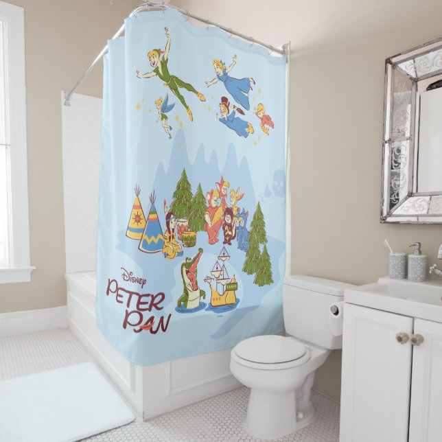 Peter Pan Flying over Neverland Shower Curtain (In Situ)