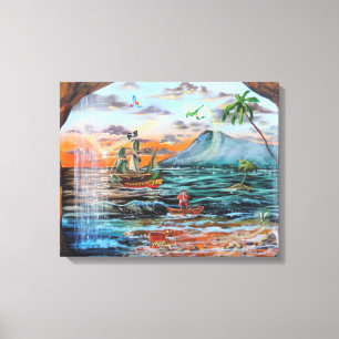 Peter Pan Hook's cove Tinker Bell painting Canvas Print