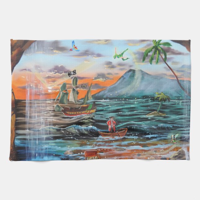 Peter Pan Hook's cove Tinker Bell painting Towel (Horizontal)