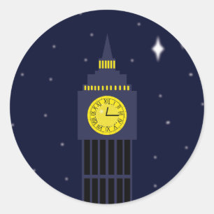 Peter Pan Neverland Clock Tower wishing star Classic Round Sticker