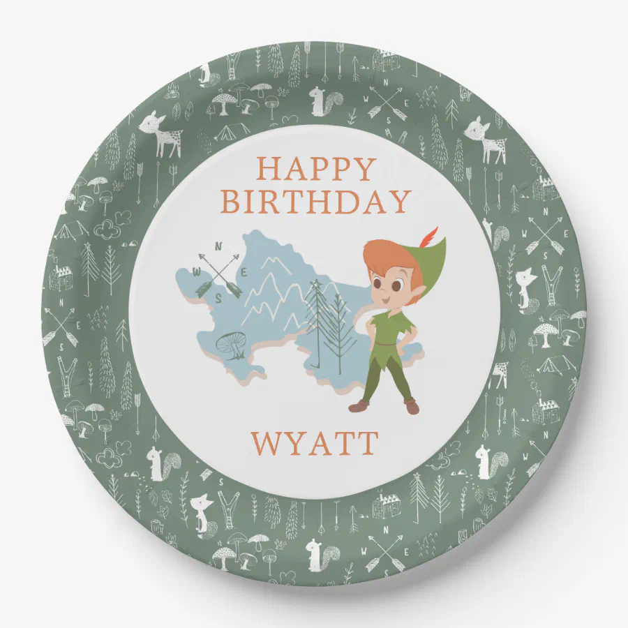 Peter Pan Neverland | First Birthday Paper Plates (Front)