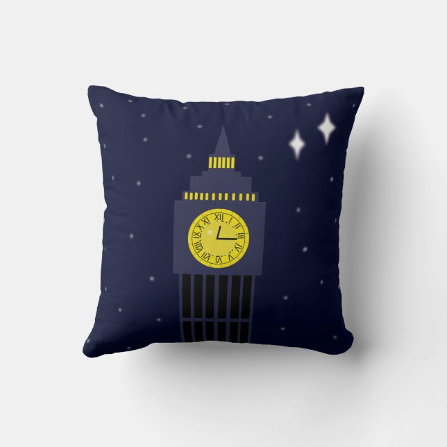 Peter Pan Neverland Magical Clocktower wishing  Throw Pillow (Back)
