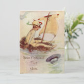 Peter Pan on Nest Raft - Baby Invitation (Standing Front)